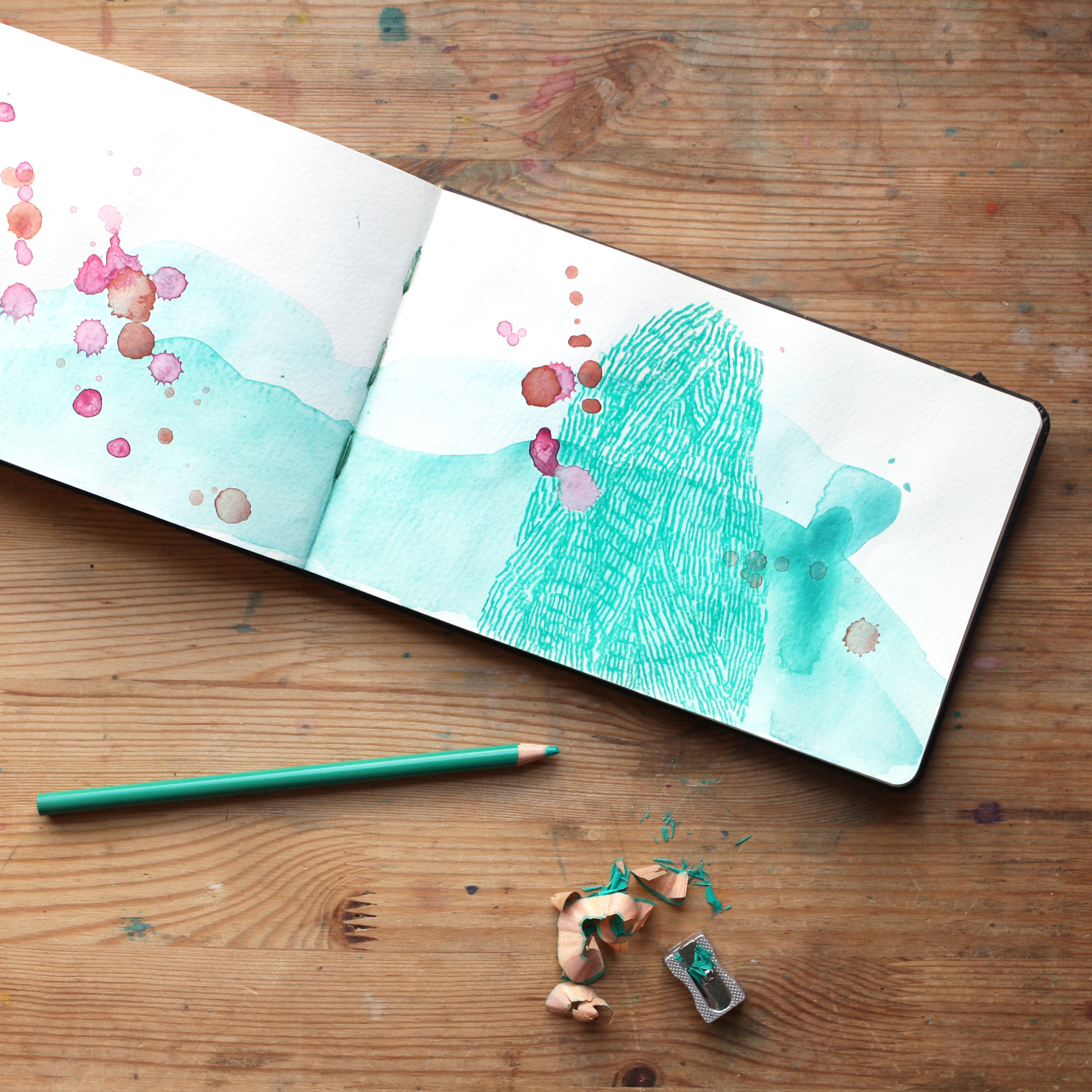 Aqua Teal Watercolor Sketchbook / Amanda Michele Art